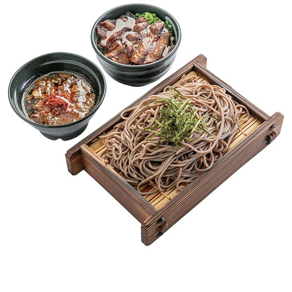 ミニ牛たん丼＆ハラミ煮込み辛味つけ蕎麦セット
