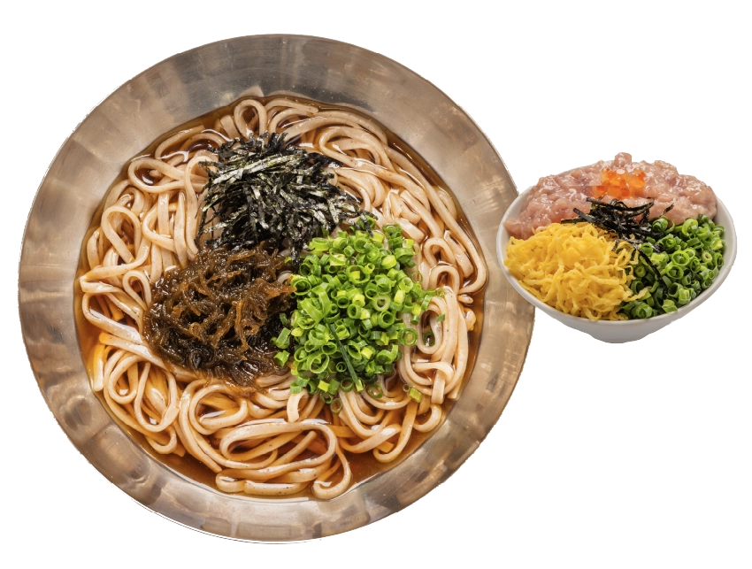 麦とろヘルシー村　沖縄県産もずくの五穀平打ちそば＆ ミニネギトロ丼セット1,628円