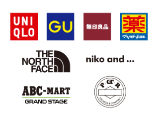 UNIQLO,GU,無印良品,松本清,THE NORTH FACE,niko and ...,ABC-MART,POTR品牌Logo