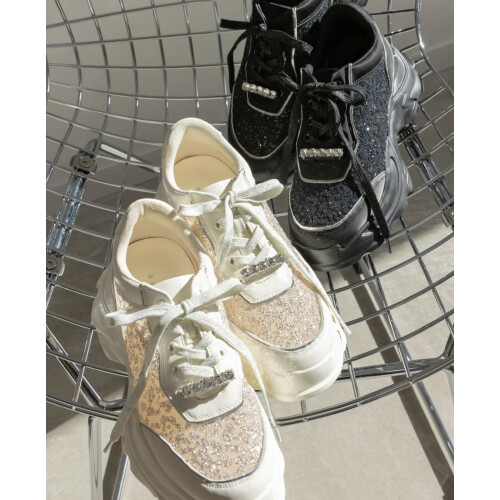 【SALE】2WAYビジュー×グリッターシアースニーカー