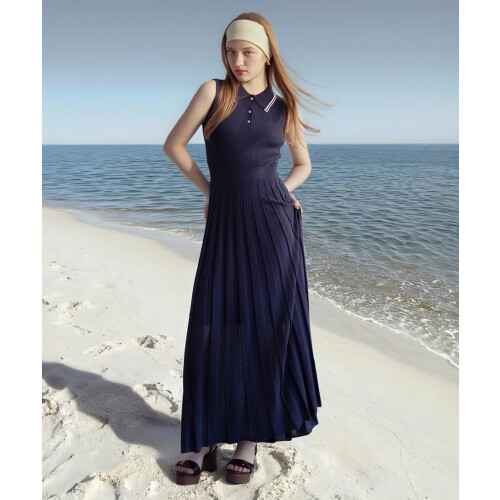 【新作商品のご紹介】【選べる丈感】ポロニットノースリーブワンピース