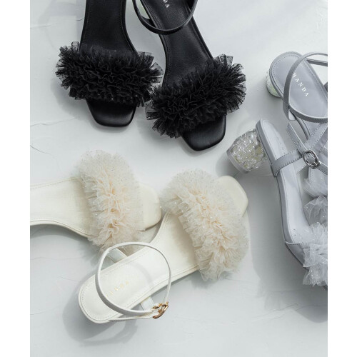 【新作商品のご紹介】ラメチュールフリルヒールコンシャスサンダル