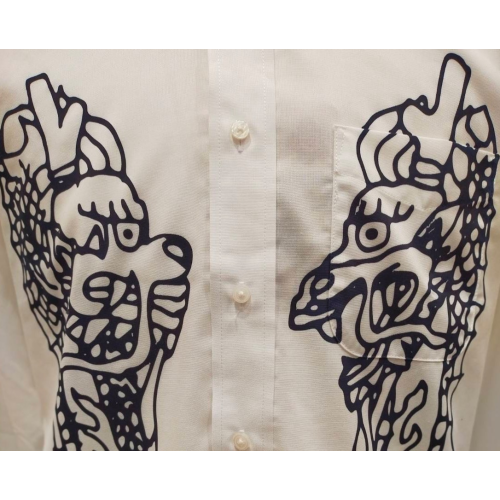 龍柱長袖ビズシャツ/ホワイト