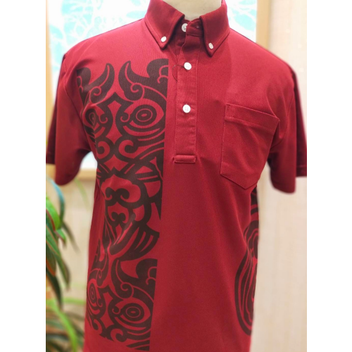 獅子図案ポロ/バーガンディ