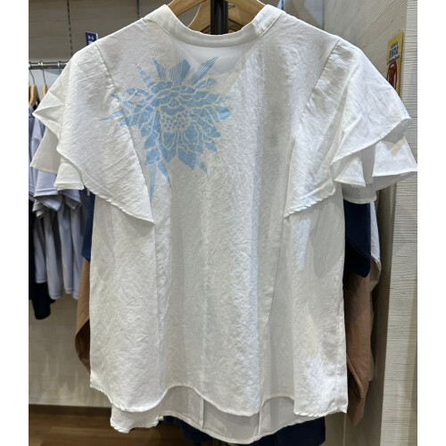 ムーンフラワーヒラ袖ブラウス